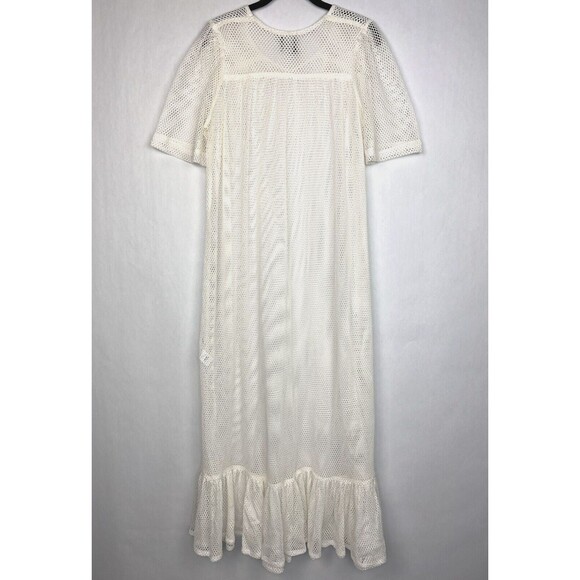 Tigre Et Tigre Rare Jayme Womens Dress M/L Ivory Net short Sleeve Midi USA - Picture 2 of 12